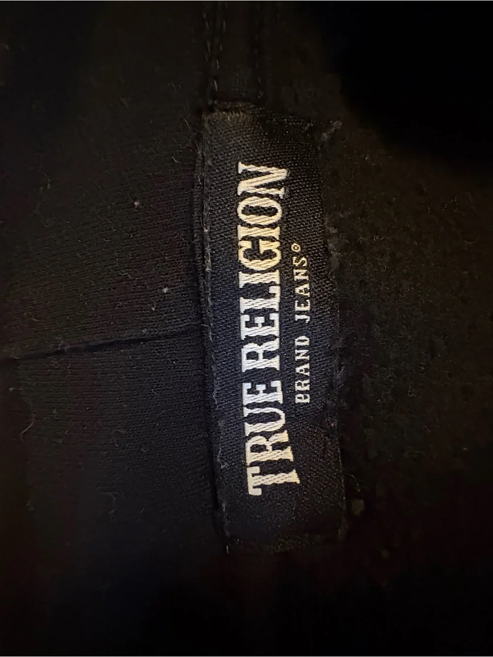 True Religion Black Hoodie with White Logo Tag